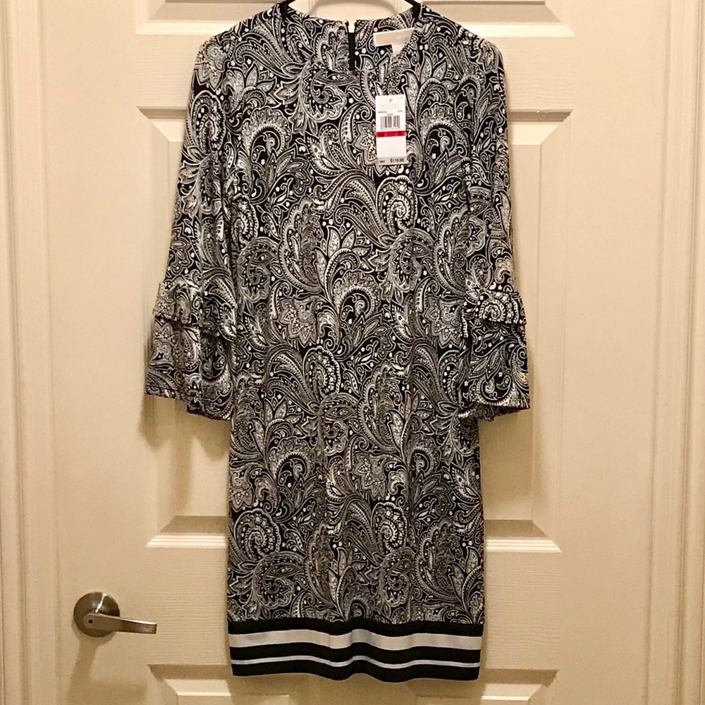 NWT- Sale Michael Kors Black/White Paisley Dress